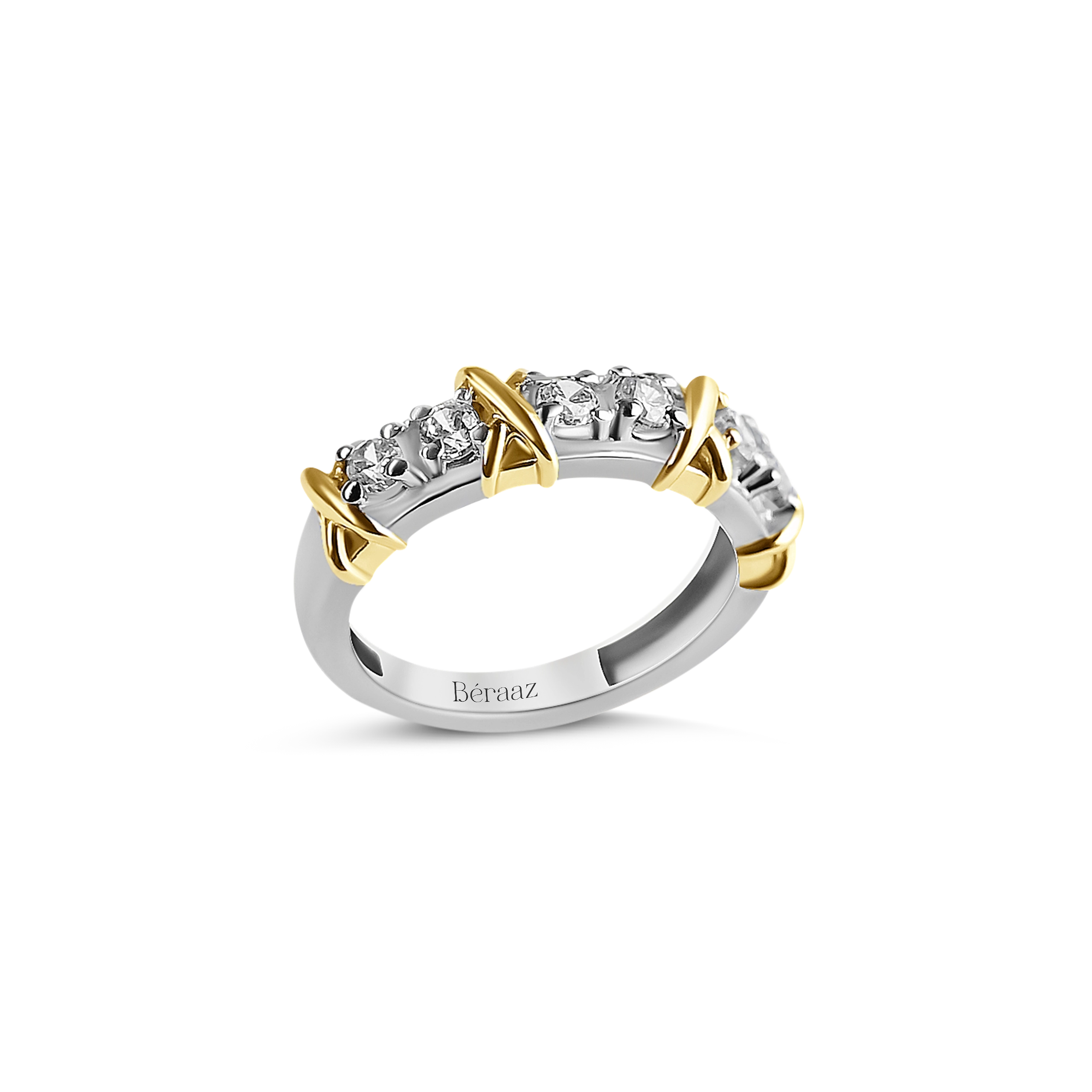 Golden Harmony Silver Ring