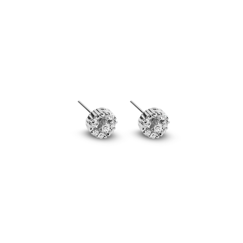 Round Cut Halo Stud Earrings