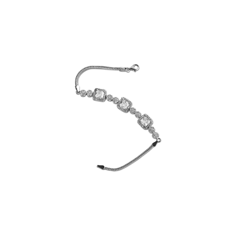 Silver Square Cubic Zirconia Bracelet